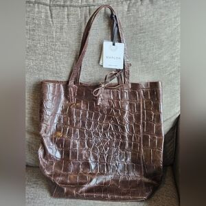 Marlon Borsa Art Tote Bag Chocolate NWT Genuine Leather Italy